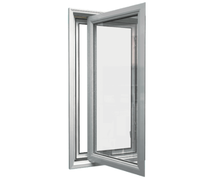 Casement window hinged open